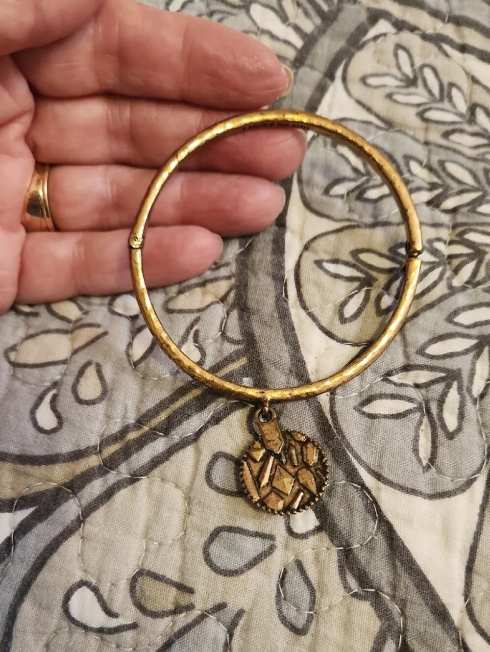 Lucky Brand Gold-Tone Disc Charm Bangle with Pavé Accent